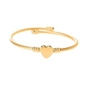 HEART BANGLE - GOLD PLATED STAINLESS STEEL