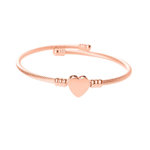 HEART BANGLE - ROSEGOLD PLATED STAINLESS STEEL