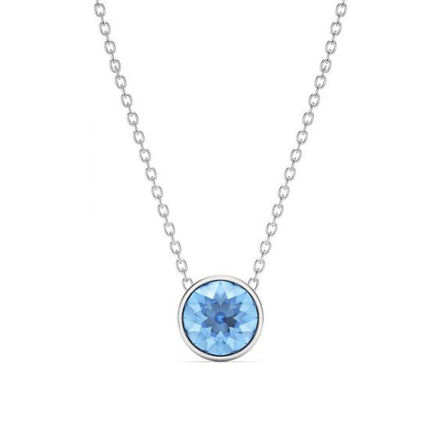 LIGHT SAPPHIRE CRYSTAL SILVER NECKLACE